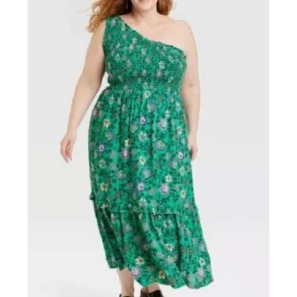 Knox Rose Off Shoulder Smocked Dress Sz XXL 2XL Boho Floral Summer Beachy Travel